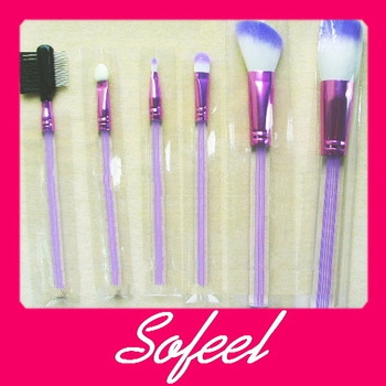 6pcs low price plastic handle cosmetic brushes