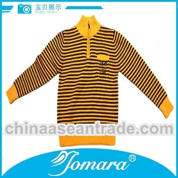 7-12Y strip pattern pullover half cardigan sweater for boys