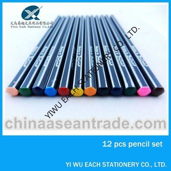 7 inch strip black wooden pencil with colour tips