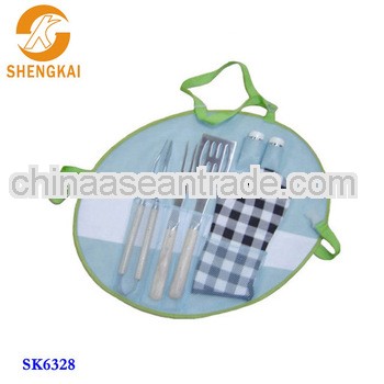 7pcs stainless steel kids bbq set for wholesale with apron