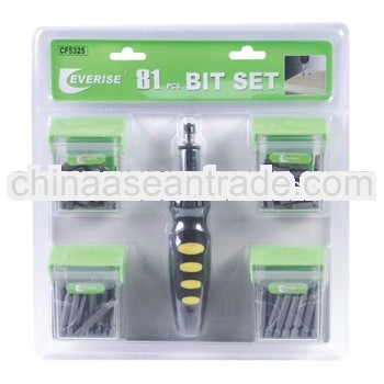 81pcs screwdriver and bit set in plastic case