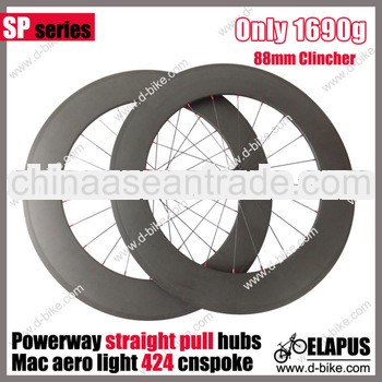 88mm clincher full carbon 700c wheel road bike straight pull