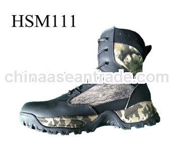 8 inch good quality genuine leather+nylon upper military camo zipper boots