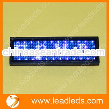 Ali express hot selling rechargeable led scrolling text badge for Russia market