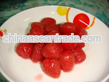 Appetizing food canned strawberry in syrup