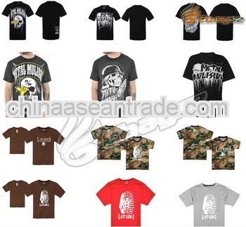 Applique printing casual men solid t shirts cotton