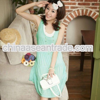 Beautiful Pleated One-Piece Dress Mint