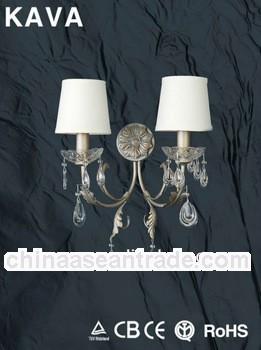 Best quality hotel decor wall lamp with shade and crystals