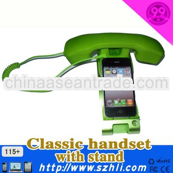 Best seller 2013!Rubber coating Wired anti radiation Pop phone handset with 3.5mm DC plug&holder