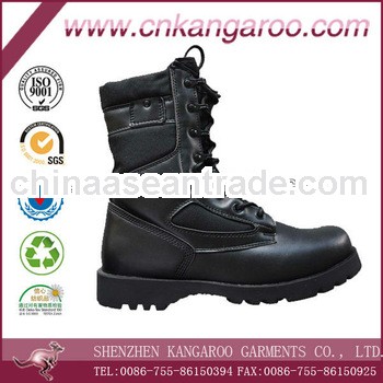 Black leather and coudura military combat boots with rubber soles