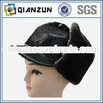 Blank Leather Faux Fur Winter Hats With Visor Wholesale