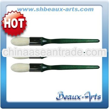 Bleached Bristle Round Acrylic Paint Brush-Short, Blue Lacquered Handle With Black Tip