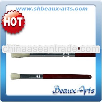 Bleached bristles paint brush with Short, red lacquered handle