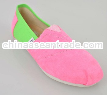 Brand New Pink Students School Flat Shoes Women Girls Flat Slip-on Round Toe Canvas Shoes Wholesale