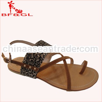 Brown Slide Open Toe Flat Sandals