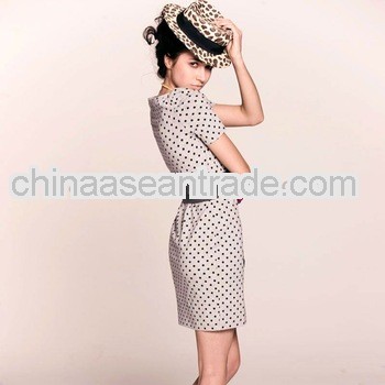 Candy Puffed Sleeve Dotted Dress Ash Gray