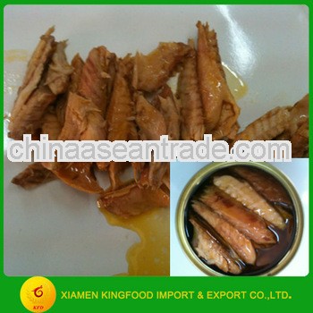 Canned mackerel fillet in oil