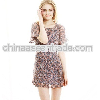 Charming Scattered Roses Dress Red/True Navy