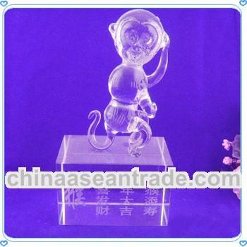 Cheap Design Crystal Zodiac Monkey for New Year Decoration