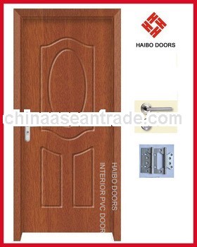 Cheap Interior PVC veneer MDF Wooden curved Door for rooms (HB-8013)