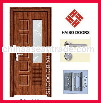 Cheap MDF PVC Interior wooden door, can be bedroom door, bathroom door (HB-045)