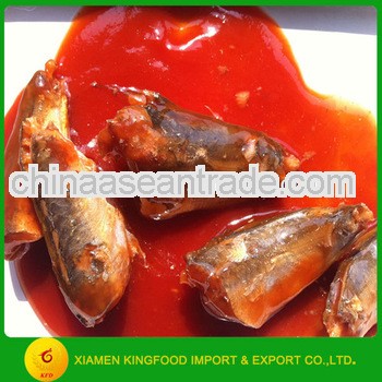 Chinese supplier hot selling canned mackerel fish in tomato sauce canned seafood canned food 425g