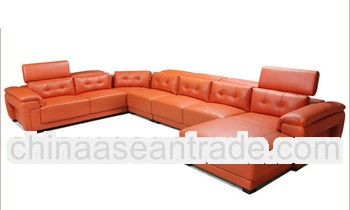 Classic living room wooden sofa sets Furniture Florence red leather Sectional Sofa A130-3
