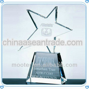 Clear Crystal Engraved Star Trophy for Sale Outstanding Gifts