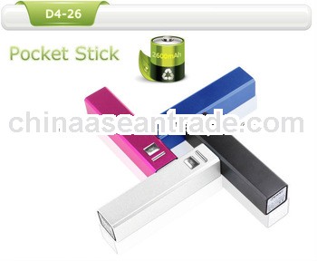 Colorful 2200mah 2600mah Power Bank /Similar Lipstick Charger Tube