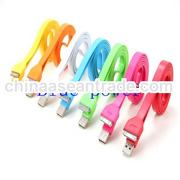 Colorful USB flat cable for iphone4 ipad ipod