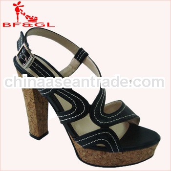 Cork Heel Modern Design High Heel Ladies Chunky Sandals