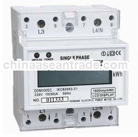 DDM100SC Single-phase Two-wire Electronic DIN-rail Active Energy Meter (4-Pole, LCD Display)