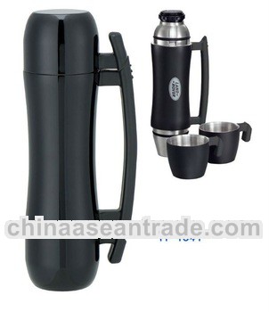 DELUXE !! Double wall stainless steel vacuum flask with two cups