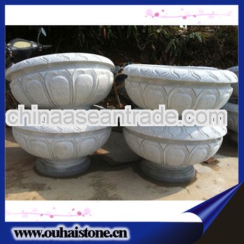 Decorative pots by hand carving granite stone natural plants flower pot