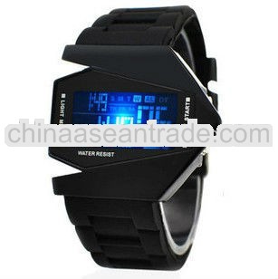 Digital sports watch fighter shape Silicone LED watch