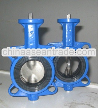 Double half shaft soft seal ci body wafer butterfly valve