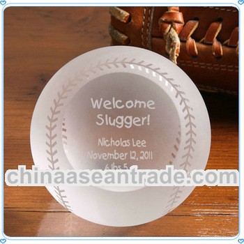 Engraved Ball Crystal Slugger Paperweght for Baseball Sports Souvenirs