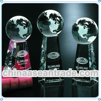 Engraved Crystal Cheap Globe Trophy For Champion Sales