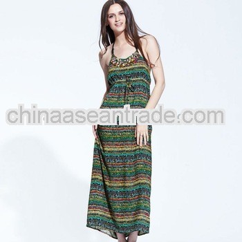 Ethnic Striped Style One-Piece Dress Multihued