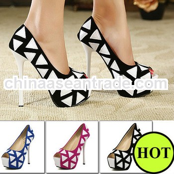 European and American fashion geometry spell color sexy Super high heel shoes S2003