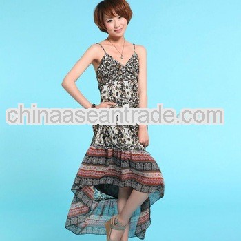 Exotic Fashion Chiffon One-Piece Dress Beige