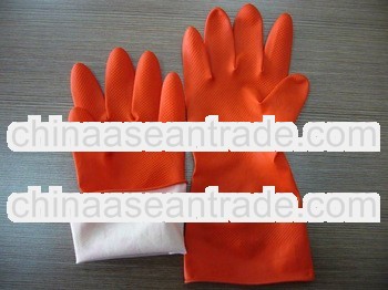 FDA/CE/ISO high quality Dip Flocklined industrial work gloves rubber disposable long cuff gloves,in 
