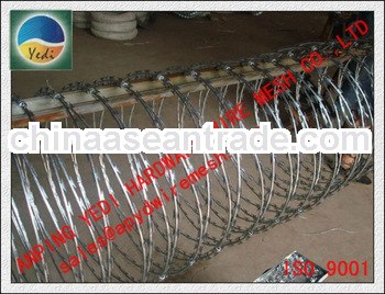 Factory!!!!!!!!!! ISO9001 factory of military/prison grade barbed razor wire (standard)