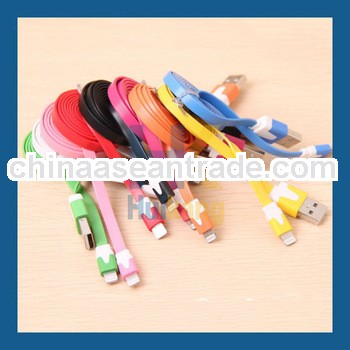 Factory Price Flat Noodle Design 1m usb Cable Assembly for iPhone 5