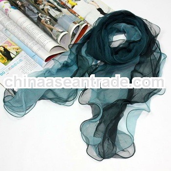 Fancy long three layers real chiffon cheap silk scarves