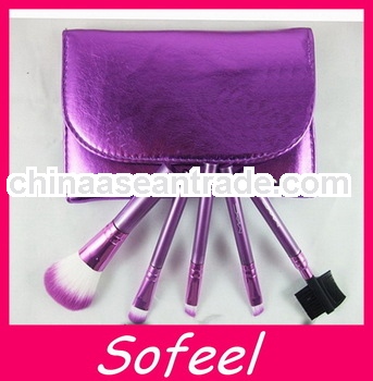 Fashion Purple Makeup Brush Set With Portable Cosmetic Bag