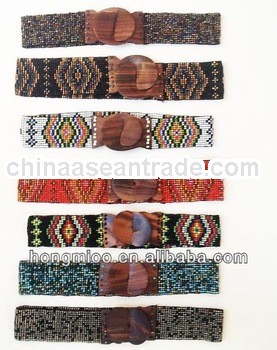 Fashion accessory Wooden buckle gorgeous beaded belts