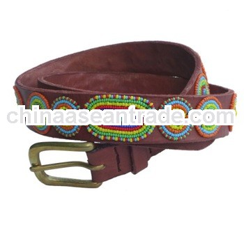 Fashion beaded leather belts