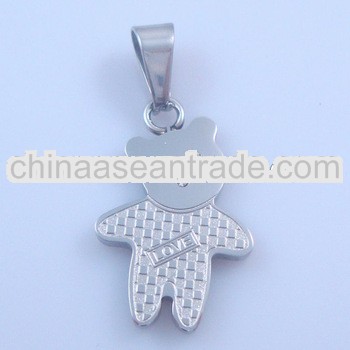 Fashion cz lovely bear pendant stainless steel pendant jewelry collection