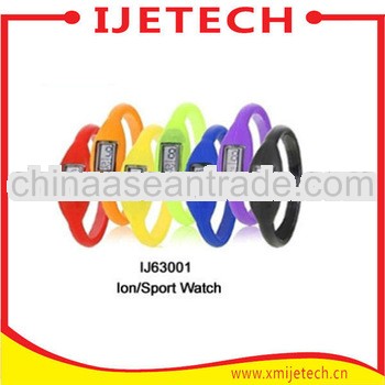 Fashion digital watch with ion silicone band